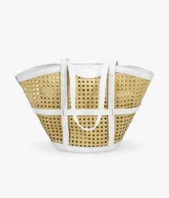 Bosanova Sacs Shopper | Sacs Raphia Et Crochet | Sac bandoulière beige avec filet en osier