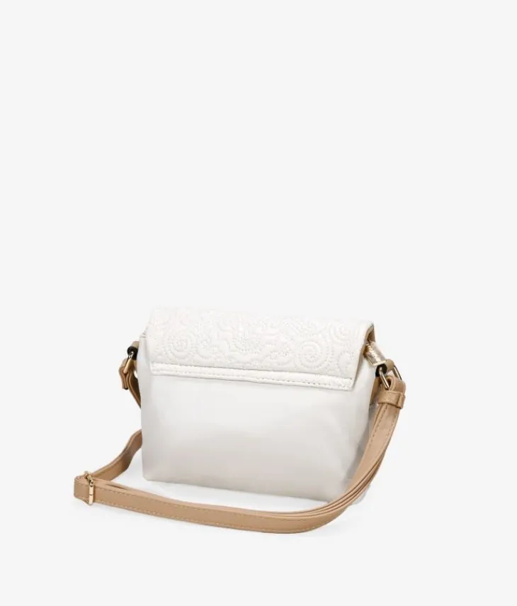 Bosanova Sacs À Bandoulière | Petits Sacs | Sac bandoulière beige avec broderie florale et rabat