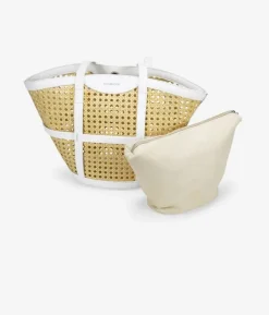 Bosanova Sacs Shopper | Sacs Raphia Et Crochet | Sac bandoulière beige avec filet en osier