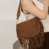 Bosanova Sacs À Bandoulière | Sacs Porté Épaule | Sac bandoulière en cuir à rabat et franges