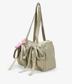 Bosanova Sacs Porté Épaule | Sac bandoulière en nylon beige avec breloques