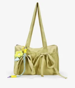 Bosanova Sacs Porté Épaule | Sac bandoulière en nylon jaune avec breloques