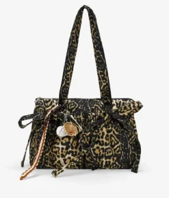 Bosanova Sacs Porté Épaule | Sac bandoulière en nylon léopard avec breloques