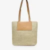 Bosanova Sacs Shopper | Sacs Raphia Et Crochet | Sac bandoulière en raphia beige avec fermeture éclair