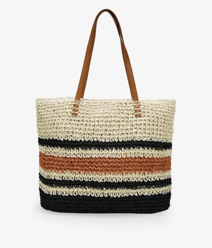 Bosanova Bolsos De Playa | Sacs Raphia Et Crochet | Sac bandoulière en raphia beige à rayures