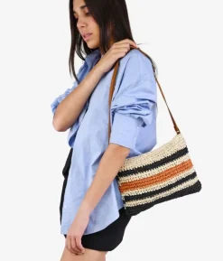 Bosanova Sacs Raphia Et Crochet | Sac bandoulière en raphia beige à rayures