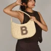 Bosanova Sacs Raphia Et Crochet | Sacs Porté Épaule | Sac bandoulière en raphia beige