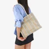 Bosanova Sacs Raphia Et Crochet | Sacs Porté Épaule | Sac bandoulière en raphia beige et bleu