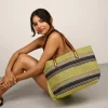 Bosanova Sacs Porté Épaule | Sacs Shopper | Sac bandoulière en raphia bleu avec fermeture éclair