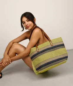 Bosanova Sacs Porté Épaule | Sacs Shopper | Sac bandoulière en raphia bleu avec fermeture éclair