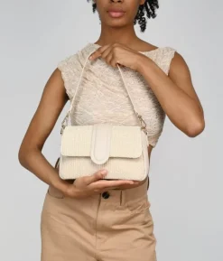 Bosanova Sacs À Bandoulière | Sacs Raphia Et Crochet | Sac bandoulière en raphia beige avec rabat