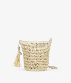 Bosanova Sacs À Bandoulière | Sacs Raphia Et Crochet | Sac bandoulière en raphia beige avec fermeture éclair