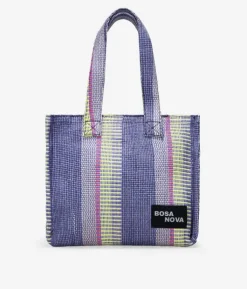 Bosanova Sacs Shopper | Sacs Raphia Et Crochet | Sac bandoulière en raphia à rayures violettes
