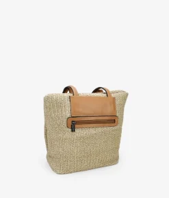 Bosanova Sacs Shopper | Sacs Raphia Et Crochet | Sac bandoulière en raphia beige avec fermeture éclair