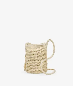 Bosanova Sacs À Bandoulière | Sacs Raphia Et Crochet | Sac bandoulière en raphia beige avec fermeture éclair