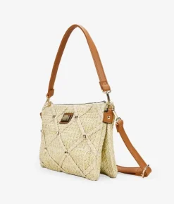 Bosanova Sacs À Bandoulière | Sacs Raphia Et Crochet | Sac bandoulière en raphia beige à clous