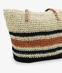 Bosanova Bolsos De Playa | Sacs Raphia Et Crochet | Sac bandoulière en raphia beige à rayures