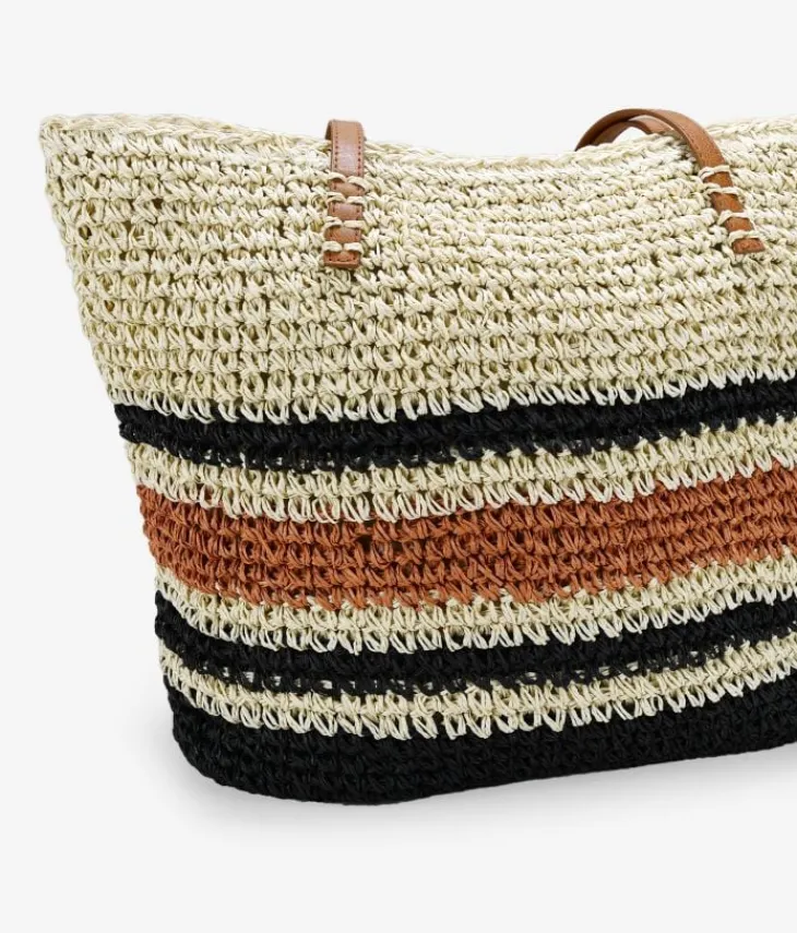 Bosanova Bolsos De Playa | Sacs Raphia Et Crochet | Sac bandoulière en raphia beige à rayures