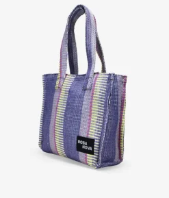 Bosanova Sacs Shopper | Sacs Raphia Et Crochet | Sac bandoulière en raphia à rayures violettes