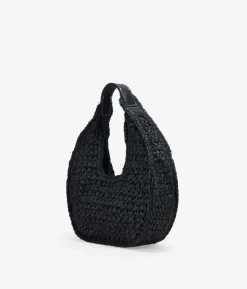 Bosanova Sacs Raphia Et Crochet | Sacs Porté Épaule | Sac bandoulière en raphia noir