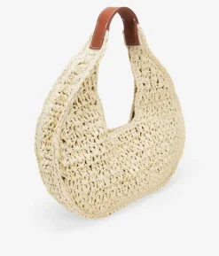 Bosanova Sacs Raphia Et Crochet | Sacs Porté Épaule | Sac bandoulière en raphia beige