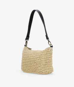 Bosanova Sacs Raphia Et Crochet | Sacs Porté Épaule | Sac bandoulière en raphia beige avec fermeture éclair