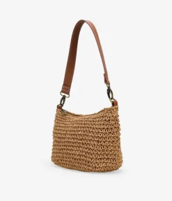 Bosanova Sacs Raphia Et Crochet | Sacs Porté Épaule | Sac bandoulière en raphia beige avec fermeture éclair