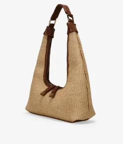 Bosanova Sacs Raphia Et Crochet | Sacs Porté Épaule | Sac bandoulière en raphia beige avec fermeture éclair
