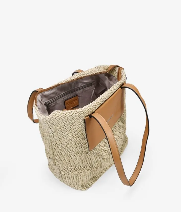 Bosanova Sacs Shopper | Sacs Raphia Et Crochet | Sac bandoulière en raphia beige avec fermeture éclair