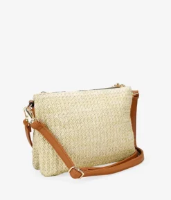 Bosanova Sacs À Bandoulière | Sacs Raphia Et Crochet | Sac bandoulière en raphia beige à clous