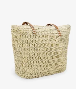 Bosanova Sacs Shopper | Sacs Raphia Et Crochet | Sac bandoulière en raphia beige
