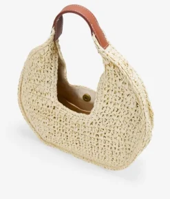 Bosanova Sacs Raphia Et Crochet | Sacs Porté Épaule | Sac bandoulière en raphia beige