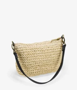 Bosanova Sacs Raphia Et Crochet | Sacs Porté Épaule | Sac bandoulière en raphia beige avec fermeture éclair