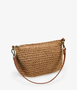 Bosanova Sacs Raphia Et Crochet | Sacs Porté Épaule | Sac bandoulière en raphia beige avec fermeture éclair