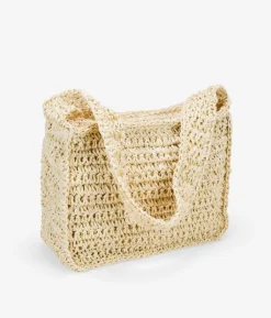 Bosanova Petits Sacs | Sacs Raphia Et Crochet | Sac bandoulière en raphia beige