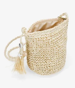Bosanova Sacs À Bandoulière | Sacs Raphia Et Crochet | Sac bandoulière en raphia beige avec fermeture éclair