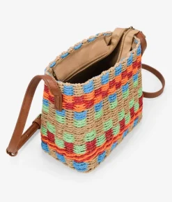 Bosanova Sacs À Bandoulière | Sacs Raphia Et Crochet | Sac bandoulière en raphia multicolore avec fermeture éclair