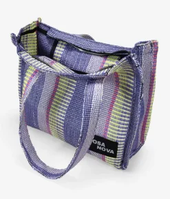 Bosanova Sacs Shopper | Sacs Raphia Et Crochet | Sac bandoulière en raphia à rayures violettes
