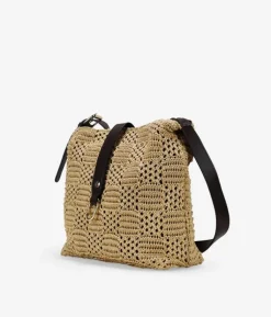 Bosanova Sacs Porté Épaule | Sacs Raphia Et Crochet | Sac bandoulière en sparte marron avec rabat