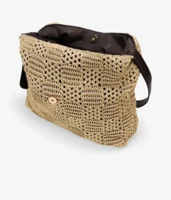 Bosanova Sacs Porté Épaule | Sacs Raphia Et Crochet | Sac bandoulière en sparte marron avec rabat