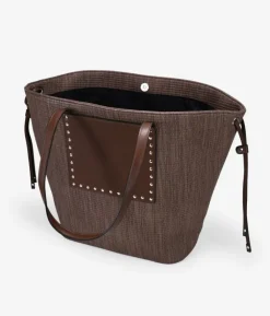 Bosanova Sacs Shopper | Sacs Porté Épaule | Sac bandoulière marron avec clous métalliques