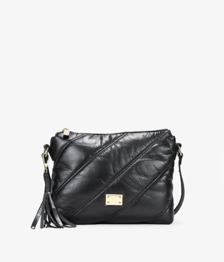 Bosanova Sacs À Bandoulière | Petits Sacs | Sac bandoulière noir avec surpiqûres matelassées