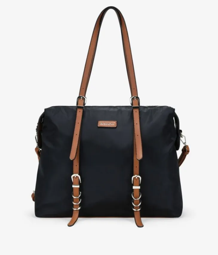 Bosanova Sacs Shopper | Sacs Porté Épaule | Sac bandoulière noir avec anneaux en métal