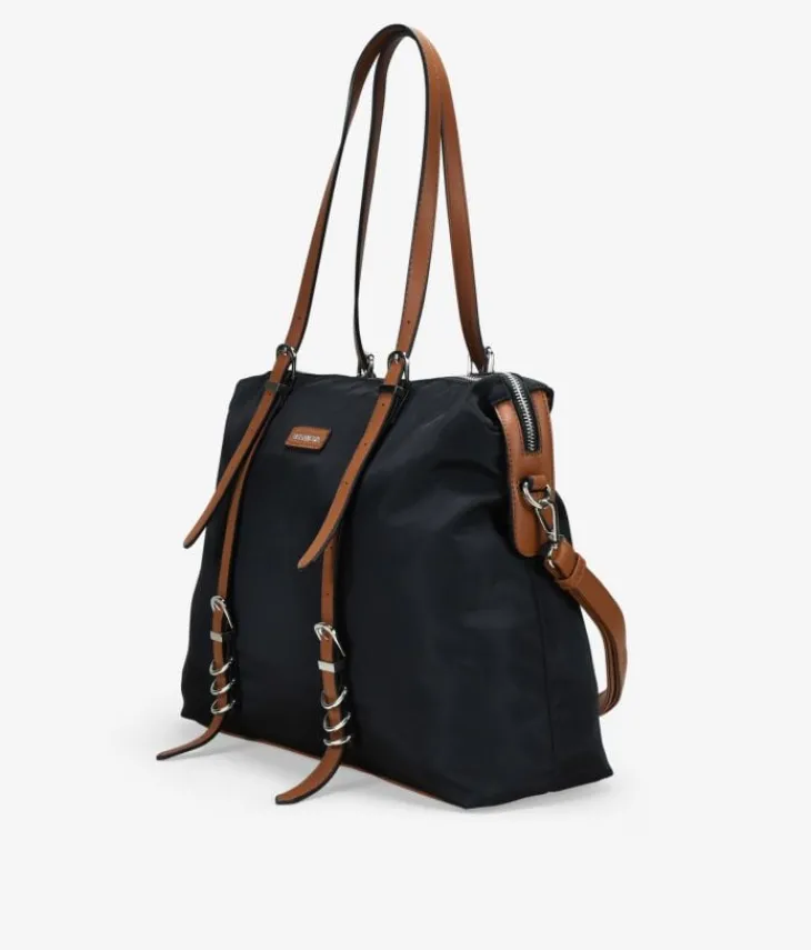 Bosanova Sacs Shopper | Sacs Porté Épaule | Sac bandoulière noir avec anneaux en métal
