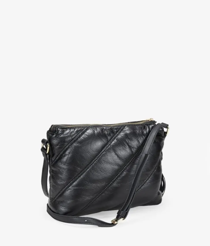 Bosanova Sacs À Bandoulière | Petits Sacs | Sac bandoulière noir avec surpiqûres matelassées