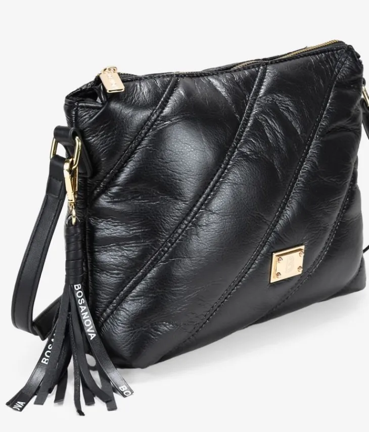 Bosanova Sacs À Bandoulière | Petits Sacs | Sac bandoulière noir avec surpiqûres matelassées