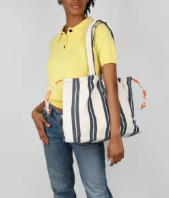 Bosanova Sacs Shopper | Sacs Porté Épaule | Sac bandoulière orange à rayures et poche