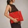 Bosanova Sacs Shopper | Sacs Porté Épaule | Sac bandoulière rouge avec anses chaîne