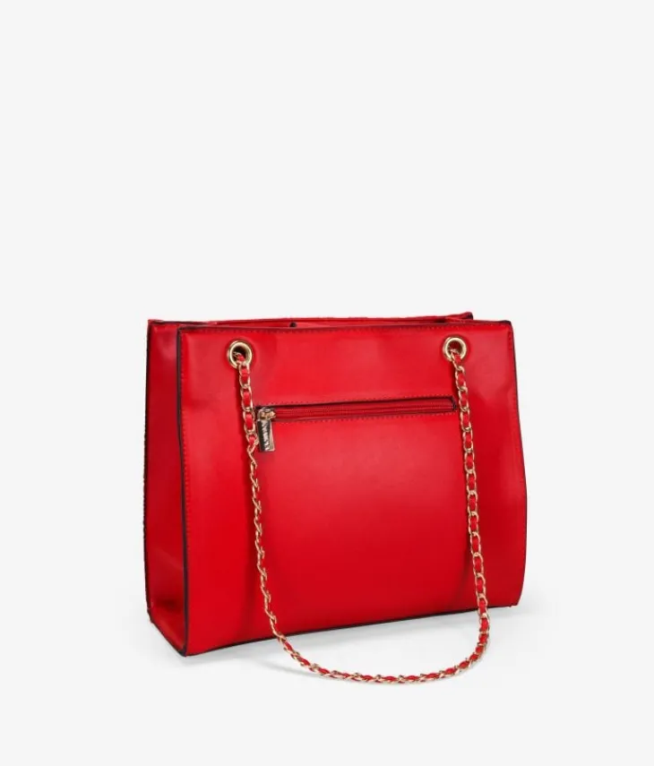 Bosanova Sacs Shopper | Sacs Porté Épaule | Sac bandoulière rouge avec anses chaîne