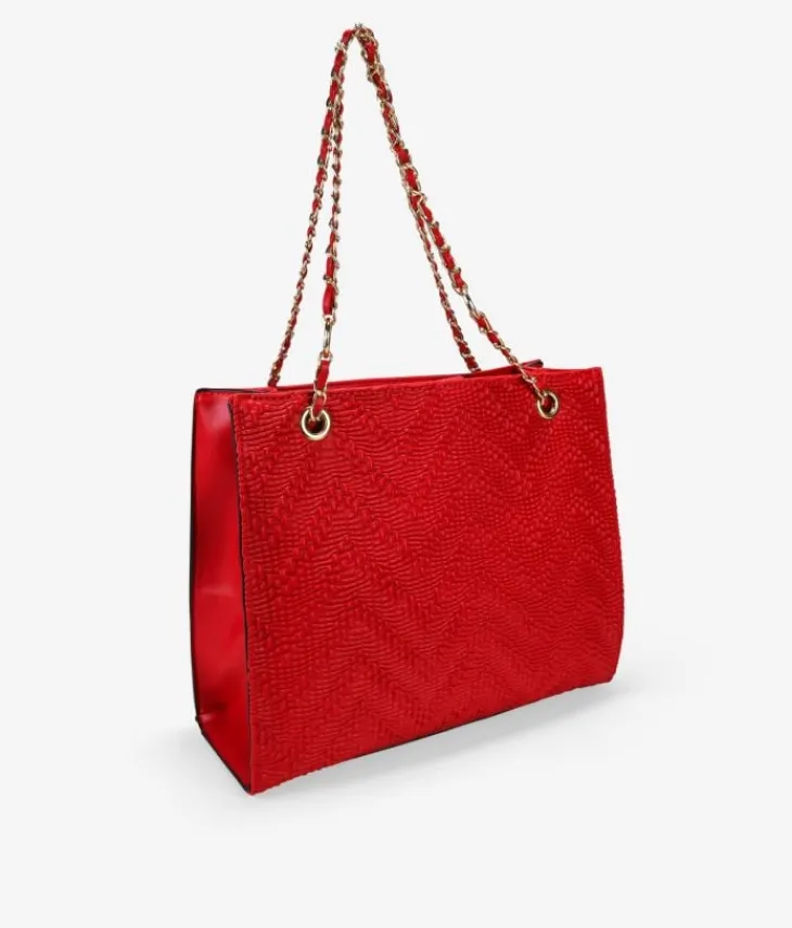 Bosanova Sacs Shopper | Sacs Porté Épaule | Sac bandoulière rouge avec anses chaîne